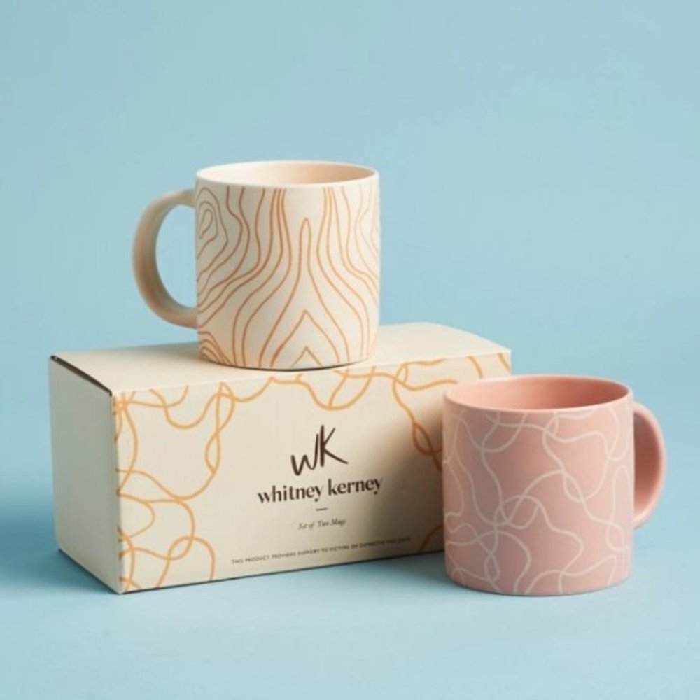 🎉2xHP🎉 ☕️☕️ NIB Whitney Kerney Set of 2 Mugs ☕️☕️ - Picture 2 of 6